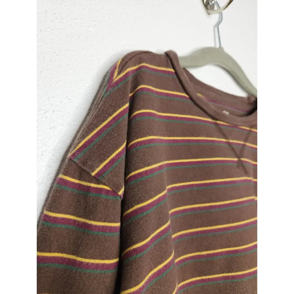 Gap Kids Organic Cotton Stripe Brown Boho Hippie Skate Grunge Cobain Shirt XL